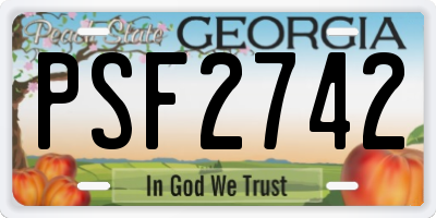 GA license plate PSF2742