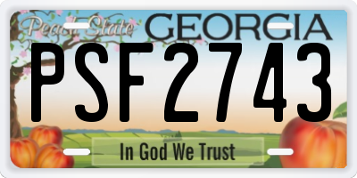 GA license plate PSF2743
