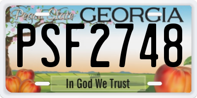 GA license plate PSF2748