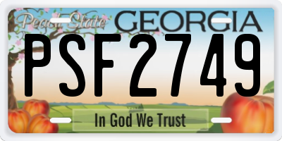 GA license plate PSF2749