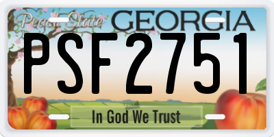 GA license plate PSF2751