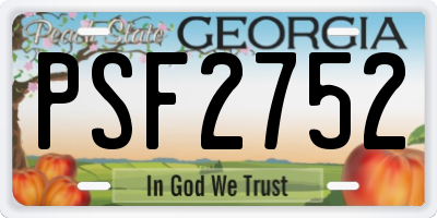 GA license plate PSF2752