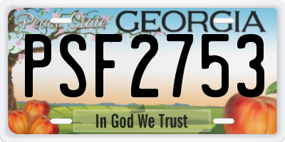 GA license plate PSF2753