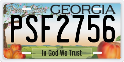 GA license plate PSF2756