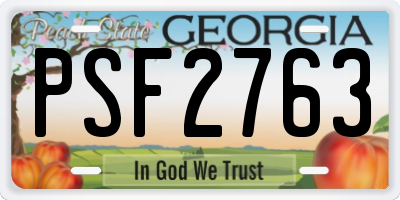 GA license plate PSF2763