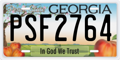 GA license plate PSF2764