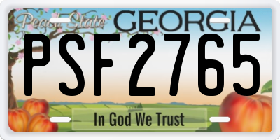 GA license plate PSF2765