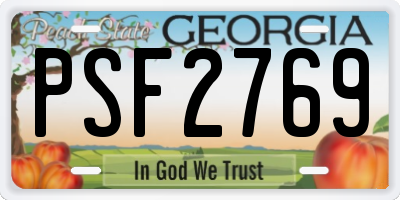 GA license plate PSF2769