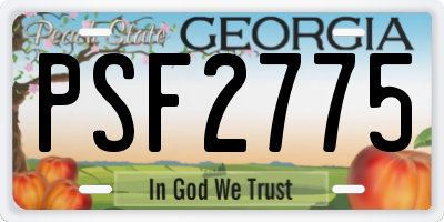 GA license plate PSF2775