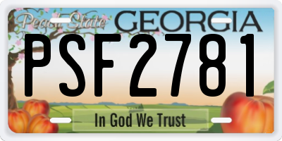 GA license plate PSF2781