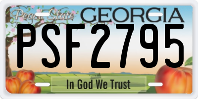 GA license plate PSF2795