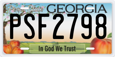GA license plate PSF2798