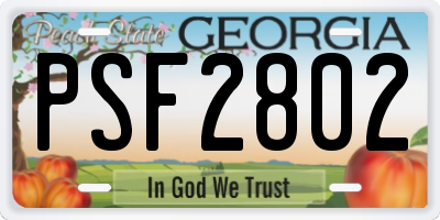 GA license plate PSF2802