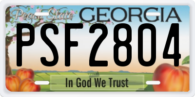 GA license plate PSF2804