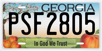 GA license plate PSF2805