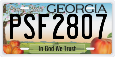 GA license plate PSF2807