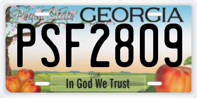 GA license plate PSF2809