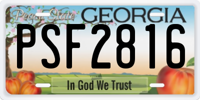 GA license plate PSF2816