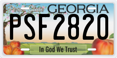 GA license plate PSF2820