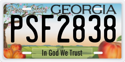 GA license plate PSF2838