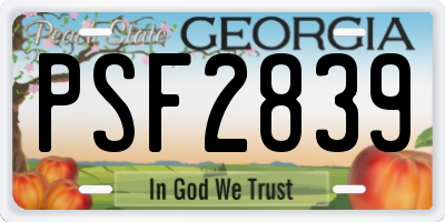 GA license plate PSF2839