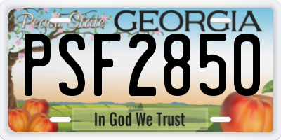 GA license plate PSF2850