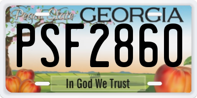GA license plate PSF2860