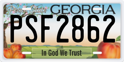 GA license plate PSF2862
