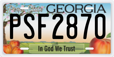 GA license plate PSF2870