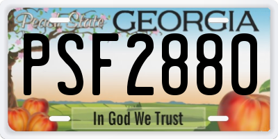 GA license plate PSF2880