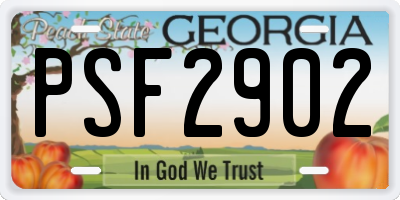 GA license plate PSF2902