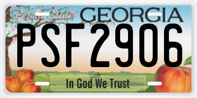 GA license plate PSF2906