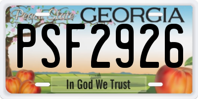 GA license plate PSF2926