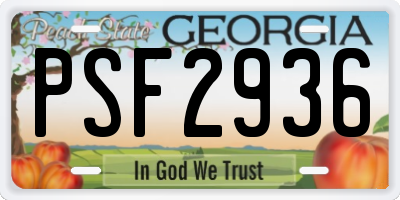 GA license plate PSF2936