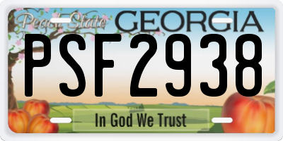 GA license plate PSF2938