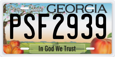 GA license plate PSF2939