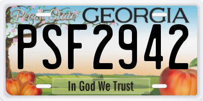 GA license plate PSF2942