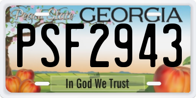GA license plate PSF2943