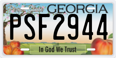 GA license plate PSF2944