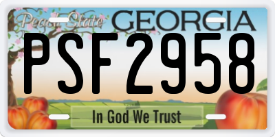 GA license plate PSF2958
