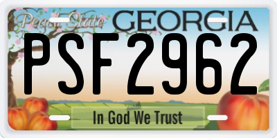 GA license plate PSF2962