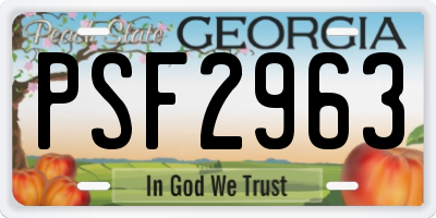 GA license plate PSF2963
