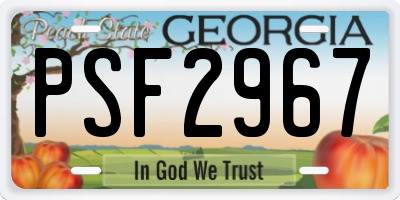 GA license plate PSF2967