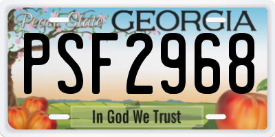 GA license plate PSF2968