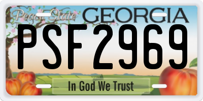 GA license plate PSF2969