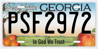 GA license plate PSF2972