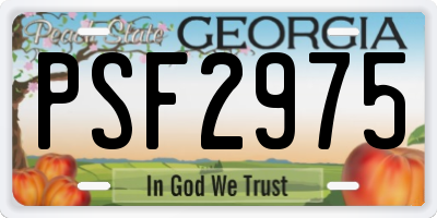 GA license plate PSF2975