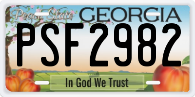 GA license plate PSF2982