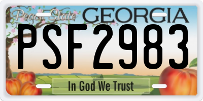 GA license plate PSF2983