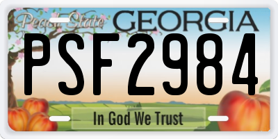 GA license plate PSF2984